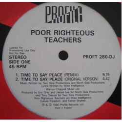 Poor Righteous Teachers Time To Say Peace USED VINYL 12INCH 45 RPM PROMO REISSUE