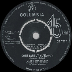 Cliff Richard Constantly (L'Edera) USED VINYL 7INCH 45 RPM SINGLE