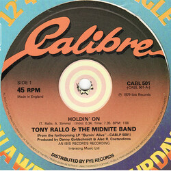 Tony Rallo & The Midnite Band Holdin' On / Burnin' Alive VINYL 12" USED