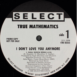 True Mathematics I Don't Love You Anymore USED VINYL 12INCH 33 S RPM PROMO