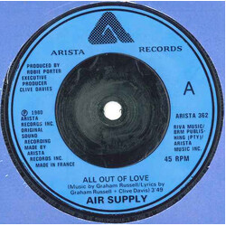 Air Supply All Out Of Love USED VINYL 7INCH SINGLE 45 RPM