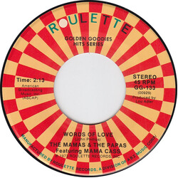 The Mamas & The Papas / Cass Elliot Words Of Love / Dream A Little Dream Of Me USED VINYL 7INCH 45 RPM REPRESS STEREO MONO