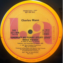 Charles Mann Shonuff No Funny Stuff Love VINYL 12" USED