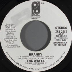 The O'Jays Brandy Vinyl 7" USED