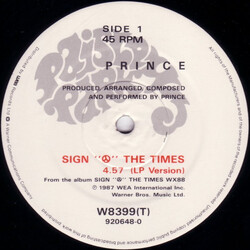 Prince Sign "O" The Times USED VINYL 12INCH