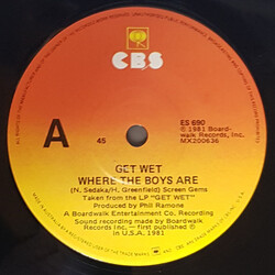 Get Wet (2) Where The Boys Are USED VINYL SINGLE 45 RPM 7INCH