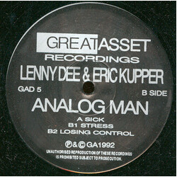Lenny Dee / Eric Kupper Analog Man USED VINYL 12INCH 45 RPM 33 S RPM