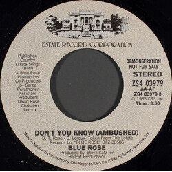 Blue Rose Don't You Know (Ambushed) USED VINYL 7INCH 45 RPM PROMO