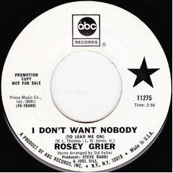 Roosevelt Grier I Don't Want Nobody (To Lead Me On) / Rat Race USED VINYL 7INCH 45 RPM SINGLE PROMO