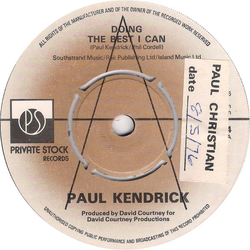 Paul Kendrick Doin The Best I Can Vinyl 7" USED