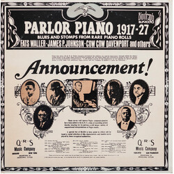 Various Parlor Piano 1917-27 Blues And Stomps From Rare Piano Rolls Vinyl LP USED