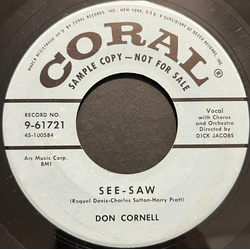Don Cornell See-Saw USED VINYL 7INCH 45 RPM SINGLE PROMO