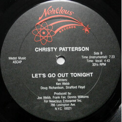 Christy Patterson Let's Go Out Tonight USED VINYL 12INCH 33 S RPM