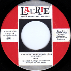 Dion (3) Abraham, Martin And John / Daddy Rollin' Vinyl 7" USED