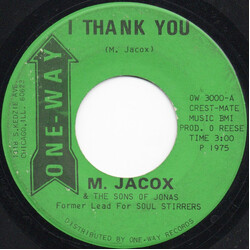 Martin Jacox / The Sons Of Jonas I Thank You USED VINYL 7INCH 45 RPM