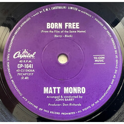 Matt Monro Born Free USED VINYL 7INCH 45 RPM SINGLE