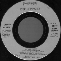 Def Leppard Let's Get Rocked Vinyl 7" USED