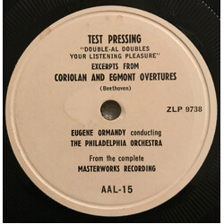 Eugene Ormandy / The Philadelphia Orchestra / Isaac Stern Excerpts From Coriolan And Egmont Overtures / Cadenza USED VINYL 7INCH 33 S RPM TEST PRESSIN