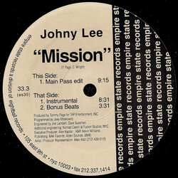 Johny Lee Mission USED VINYL 12INCH 33 S RPM
