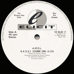 A.W.O.L. (6) 5.4.3.2.1. (Come On) USED VINYL 12INCH PROMO 45 RPM