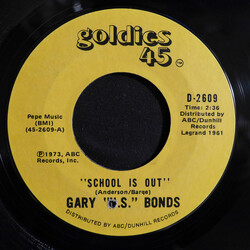 Gary U.S. Bonds School Is Out / One Million Years USED VINYL 7INCH 45 RPM SINGLE REISSUE