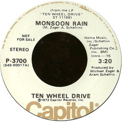 Ten Wheel Drive Monsoon Rain / Close Up The Cheese USED VINYL 7INCH 45 RPM PROMO