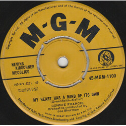Connie Francis My Heart Has A Mind Of Its Own VINYL 7" USED