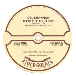 Del Shannon Hats Off To Larry / Hey Little Girl USED VINYL 7INCH SINGLE MONO 45 RPM