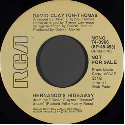 David Clayton-Thomas Hernando's Hideaway Vinyl 7" USED