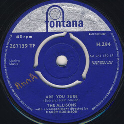 The Allisons Are You Sure USED VINYL 7INCH SINGLE 45 RPM