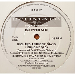 Richard Anthony Davis Bring Me Back / Lovers For Life USED VINYL 12INCH 45 RPM PROMO