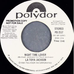 La Toya Jackson Night Time Lover USED VINYL 7INCH 45 RPM PROMO STEREO