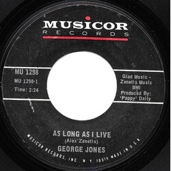 George Jones (2) As Long As I Live USED VINYL 7INCH 45 RPM SINGLE STYRENE