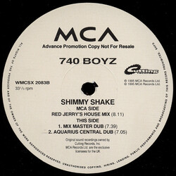 740 Boyz Shimmy Shake USED VINYL 12INCH 33 S RPM PROMO