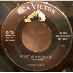 Skeeter Davis He Left His Heart With Me / Don't Let Your Lips Say Yes USED VINYL 7INCH 45 RPM SINGLE