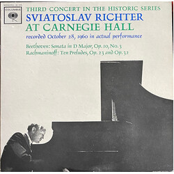 Sviatoslav Richter / Ludwig van Beethoven / Sergei Rachmaninoff At Carnegie Hall (Recorded October 28, 1960 In Actual Performance) Vinyl LP USED