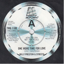 Billy Preston / Syreeta One More Time For Love / Dance For Me Children USED VINYL 7INCH 45 RPM SINGLE PROMO