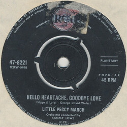 Peggy March Hello Heartache, Goodbye Love USED VINYL 7INCH 45 RPM SINGLE