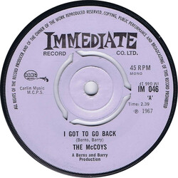 The McCoys I Got To Go Back USED VINYL 7INCH 45 RPM SINGLE MONO