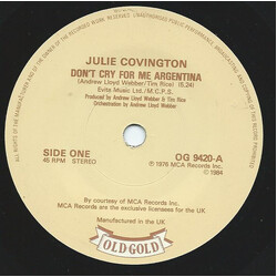 Julie Covington / Barbara Dickson Don't Cry For Me Argentina / Another Suitcase Another Hall USED VINYL 7INCH 45 RPM SINGLE REPRESS