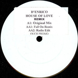 D'Enrico House Of Love (Remix) USED VINYL 12INCH 33 S RPM PROMO WHITE LABEL