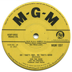 Sam The Sham & The Pharaohs Oh! That's Bad, No That's Good USED VINYL 7INCH 45 RPM SINGLE