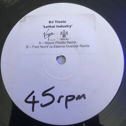 DJ Tiësto Lethal Industry USED VINYL 12INCH 45 RPM PROMO WHITE LABEL
