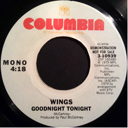 Wings US Goodnight Tonight Vinyl 7" USED