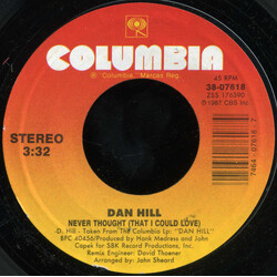 Dan Hill Never Thought (That I Could Love) USED VINYL 7INCH SINGLE 45 RPM