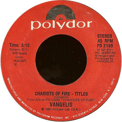 Vangelis Chariots Of Fire - Title USED VINYL 7INCH 45 RPM STEREO