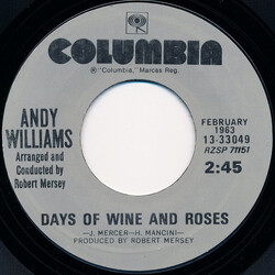Andy Williams Days Of Wine And Roses / Moon River USED VINYL 7INCH 45 RPM SINGLE REISSUE