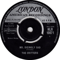 The Critters Mr. Dieingly Sad USED VINYL 7INCH 45 RPM SINGLE MONO
