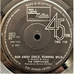 The Temptations Run Away Child, Running Wild Vinyl 7" USED
