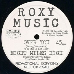 Roxy Music Over You / Eight Miles High USED VINYL 12INCH 45 RPM SINGLE SIDED NUMBERED PROMO